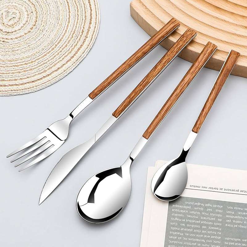 Stainless Steel Flatware Set for 4, Cutlery Utensils Set Include Knives/Forks/Spoons Service for 4, Mirror Polished and Dishwasher Safe (Silver) - Image 2