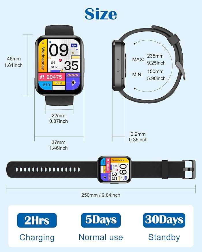 RUIMEN Smart Watches for Men Women (Answer/Make Calls) Compatible with iPhone/Android Phones, 1.85" HD Screen Fitness Tracker Heart Rate Monitor 100+ Sports Tracker Watch Waterproof (Black) - Image 7