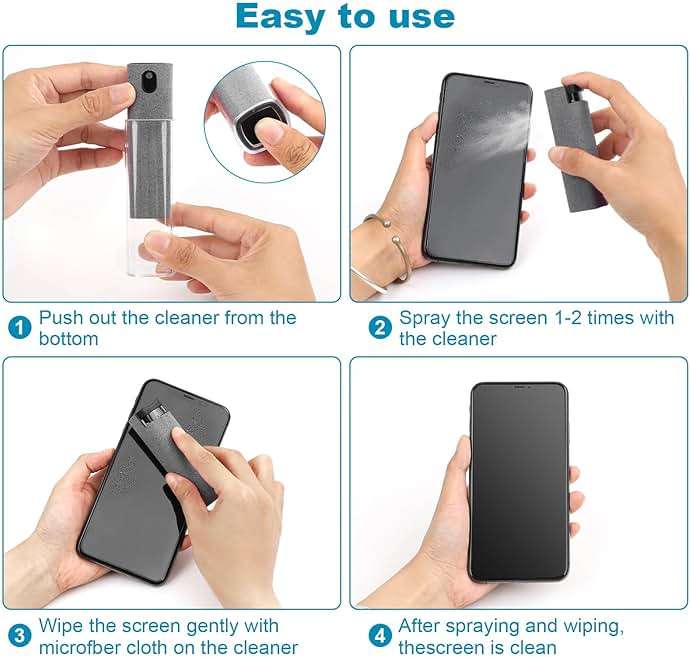 4 Pack Screen Cleaner 3-in-1 Touchscreen Mist Cleaner Spray and Microfiber Cloth Built-in Cleaning Solution Portable Reusable Fingerprint-Proof Spray Bottle for Phone Laptop iPad TV Monitor Car Screen - Image 7