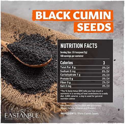 Eastanbul Nigella Seeds, Black Cumin Seed, Whole Black Cumin, Flavorful, Natural AKA Nigella Sativa & Kalonji, Perfect for Cooking and Baking, No Salt, No Preservatives, No Additives, 6.4oz - Image 2