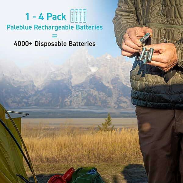 paleblue USB Rechargeable Battery Home Conversion Kit for Sustainable Living – Includes (12) AA, (8) AAA, (4) 9V, (4) D Batteries, and (3) USB-A to USB-C Charging Cables - Image 4