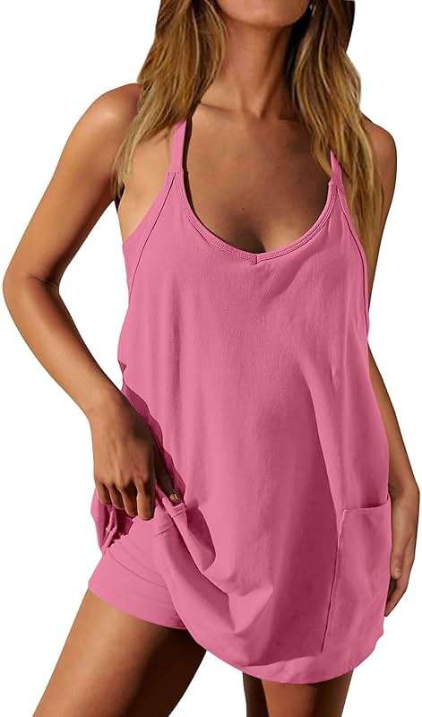 Ceboyel Short Summer Dress for Women Strappy Athletic Romper Hot Shot Mini Dress Workout Onesie Outfits With Pockes 2024 - Image 1