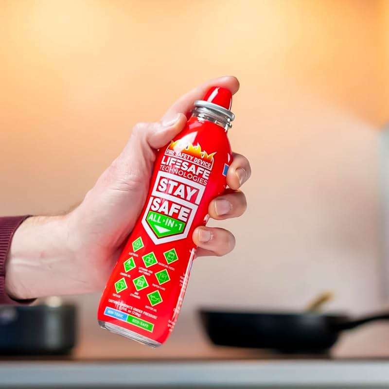 LifeSafe Technologies StaySafe All-in-1 Portable Fire Extinguishing Spray | Compact Fire Spray Smothers 10 Types of Fires | Non-Toxic, Non-Hazardous & Eco-Friendly for Home, Kitchen and Garage - Image 3