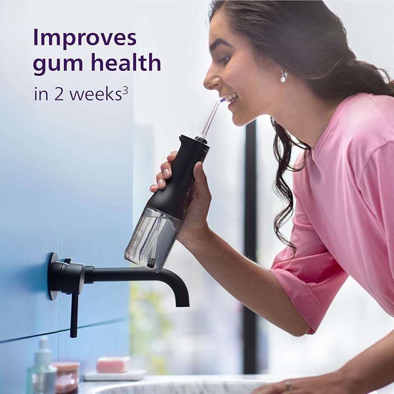 Philips Sonicare Cordless Power Flosser 3000 - Water Flosser with Innovative Quad Stream Technology, Oral Irrigator with 2 Flossing Modes and 3 Pressure Levels, IPX7 Waterproof, Black, HX3826/23 - Image 5