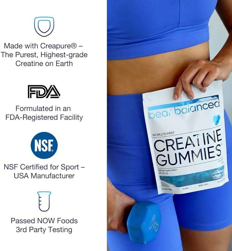 Bear Balanced Creatine Gummies for Men & Women - Creapure® Creatine Monohydrate, L-Theanine, L-Tyrosine & B12 for Muscle Growth, Strength, Focus, Energy & Health - Low Calorie, Sugar-Free, & Vegan - Image 5