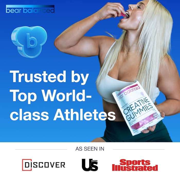 Bear Balanced Creatine Gummies for Men & Women - Creapure® Creatine Monohydrate, L-Theanine, L-Tyrosine & B12 for Muscle Growth, Strength, Focus, Energy & Health - Low Calorie, Sugar-Free, & Vegan - Image 7