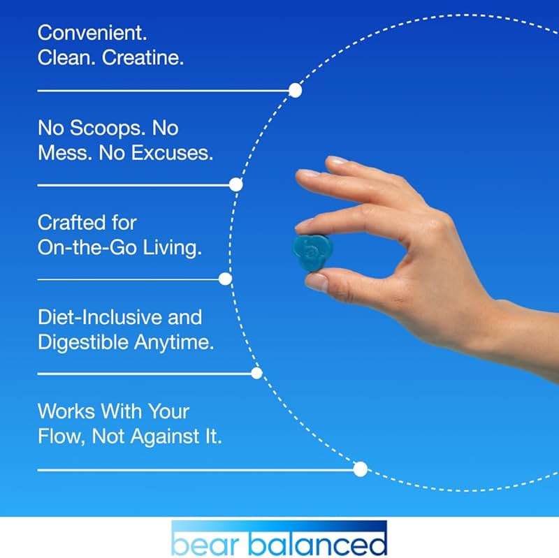 Bear Balanced Creatine Gummies for Men & Women - Creapure® Creatine Monohydrate, L-Theanine, L-Tyrosine & B12 for Muscle Growth, Strength, Focus, Energy & Health - Low Calorie, Sugar-Free, & Vegan - Image 8