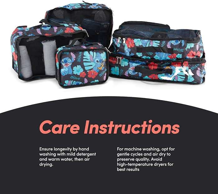 Disney Minnie Mickey Stitch Packing Cubes - Winnie the Pooh, Princess Cinderella, Cars, Toy Story 5 Piece Packing Cubes Compression - Travel Essential - Luggage Suitcase Organizer Set - Image 7