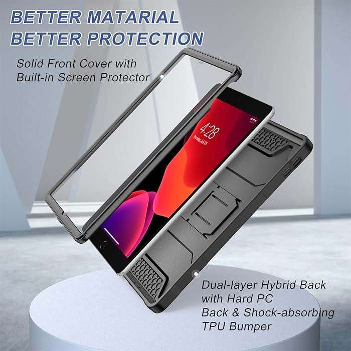 Soke Case for iPad 9th/8th/7th Generation 10.2-Inch (2021/2020/2019 Release), with Built-in Screen Protector and Kickstand, Rugged Full Body Protective Cover for Apple iPad 10.2 Inch - Black - Image 4