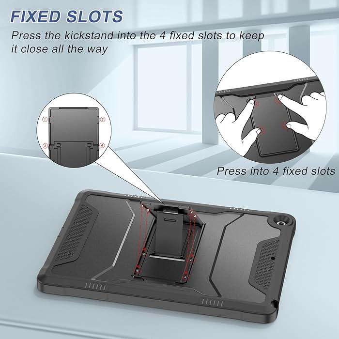 Soke Case for iPad 9th/8th/7th Generation 10.2-Inch (2021/2020/2019 Release), with Built-in Screen Protector and Kickstand, Rugged Full Body Protective Cover for Apple iPad 10.2 Inch - Black - Image 9