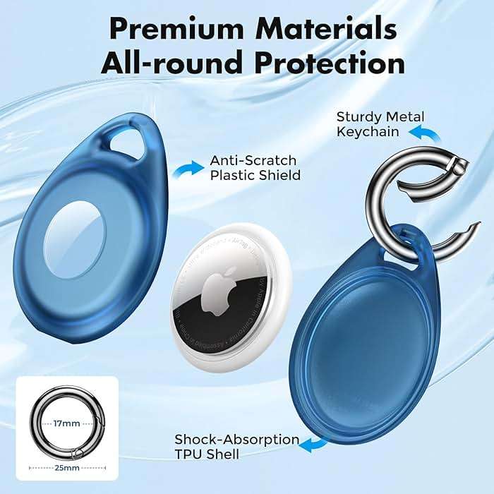 UNBREAKcable AirTag Holder, [4-Pack] IPX8 Waterproof AirTag Keyring Cover Case for Apple AirTag, Full-Body Covered AirTag Holder for Pet Collar, Keys, Bags - Image 4