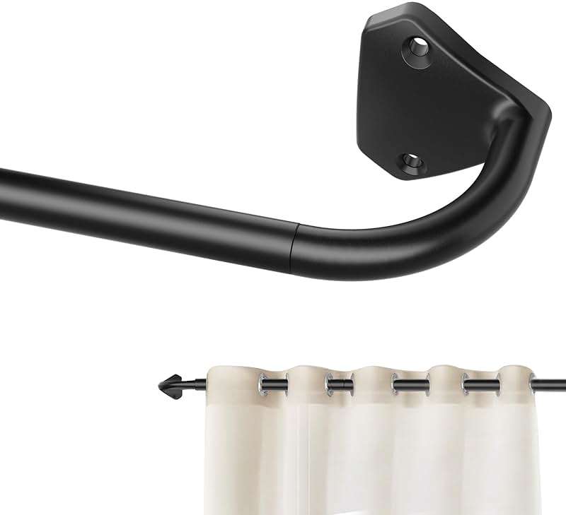 GXOACKJ Black Curtain Rods for Windows 28 to 60 inch, 5/8 inch Adjustable Wrap Around Blackout Curtain Rods for Bedroom & Outdoor - Image 1