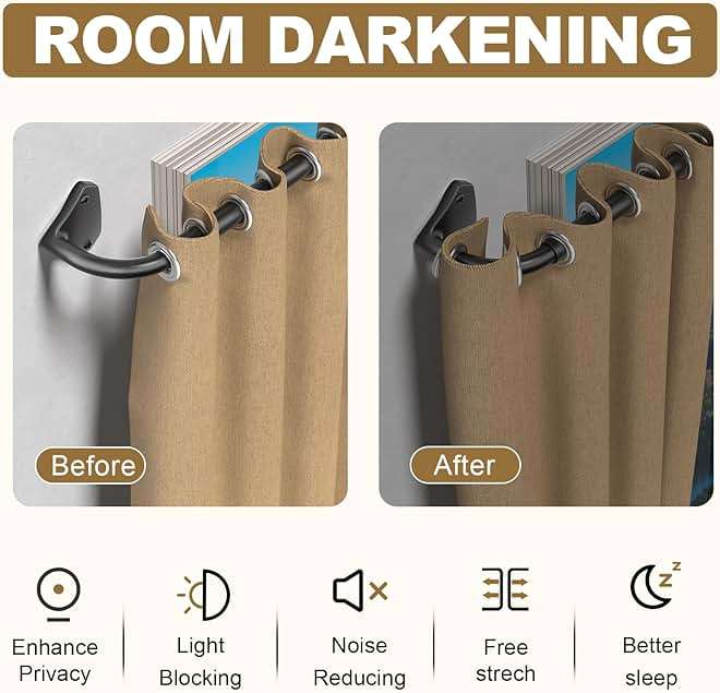 GXOACKJ Black Curtain Rods for Windows 28 to 60 inch, 5/8 inch Adjustable Wrap Around Blackout Curtain Rods for Bedroom & Outdoor - Image 4