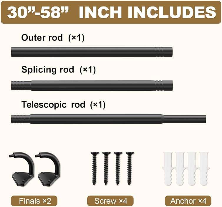 GXOACKJ Black Curtain Rods for Windows 28 to 60 inch, 5/8 inch Adjustable Wrap Around Blackout Curtain Rods for Bedroom & Outdoor - Image 6