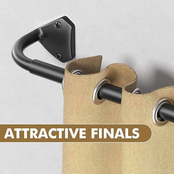 GXOACKJ Black Curtain Rods for Windows 28 to 60 inch, 5/8 inch Adjustable Wrap Around Blackout Curtain Rods for Bedroom & Outdoor - Image 7