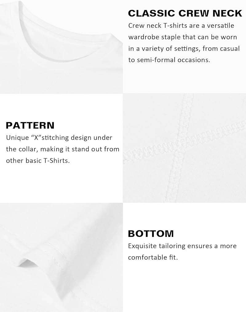 Comdecevis Mens Short Sleeve T-Shirts Crewneck Curved Hem Cotton Tees Hipster Hip Hop Longline Shirts - Image 5