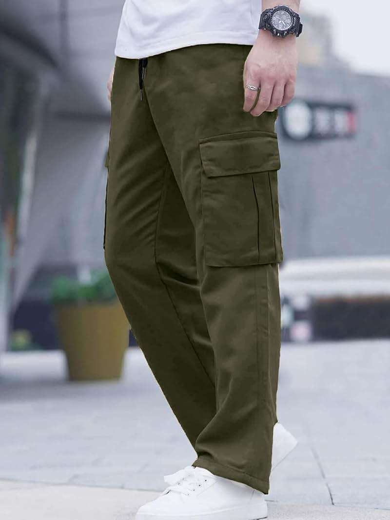 Comdecevis Men's Casual Cargo Pants Workout Joggers Stretch Sweatpants Hiking Drawstring Tactical Pants with Multi Pockets - Image 7