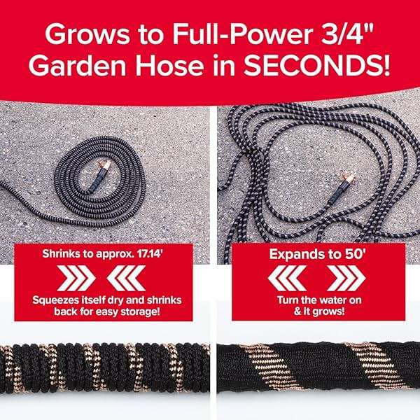 Pocket Hose 50 FT Copper Bullet Expandable Garden Hose w/10 Pattern Thumb Spray Nozzle AS SEEN ON TV 650psi 3/4 in Patented Lead-Free Ultra-Lightweight Solid Copper Anodized Aluminum - Image 3