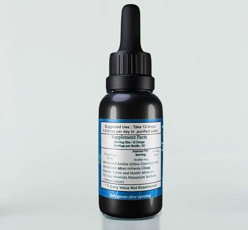 Liquified Zeolite Fulvic and Humic Acid Immune Gut Support Liquid Cleanser Zeolite 1 oz Glass Bottle exp 10/01/27 - Image 2