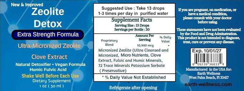 Liquified Zeolite Fulvic and Humic Acid Immune Gut Support Liquid Cleanser Zeolite 1 oz Glass Bottle exp 10/01/27 - Image 4
