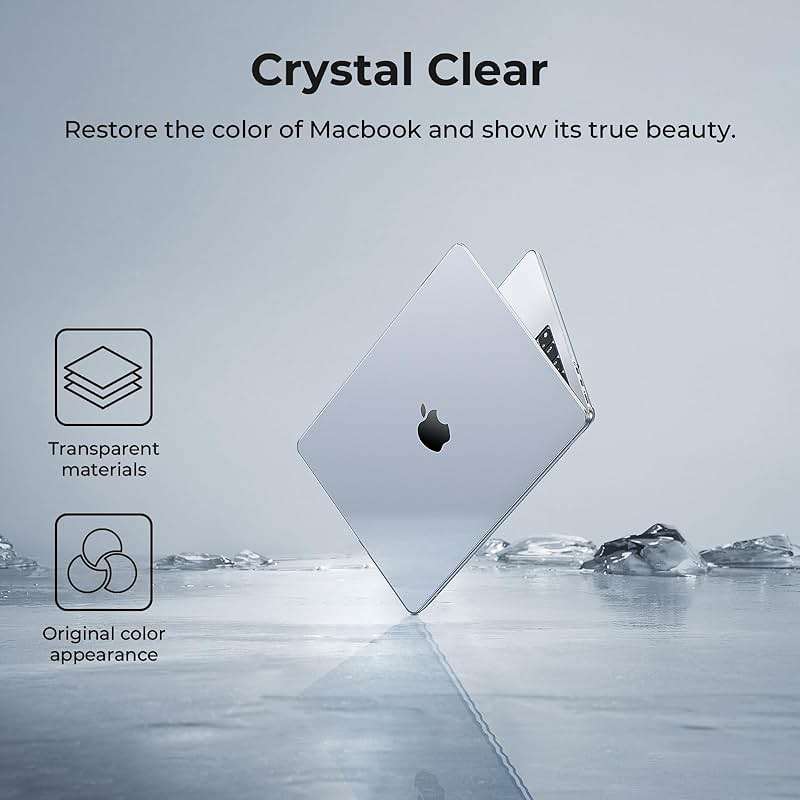EooCoo Case Compatible with MacBook Air 15 inch M5 2026 2025-2023 Release M4 M3 M2 Model A3448 A3241 A3114 A2941, Plastic Hard Shell Case & Keyboard Cover & Screen Protector, Crystal Clear - Image 2