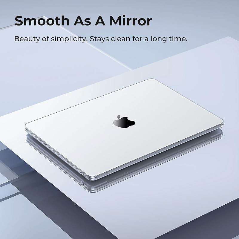 EooCoo Case Compatible with MacBook Air 15 inch M5 2026 2025-2023 Release M4 M3 M2 Model A3448 A3241 A3114 A2941, Plastic Hard Shell Case & Keyboard Cover & Screen Protector, Crystal Clear - Image 3