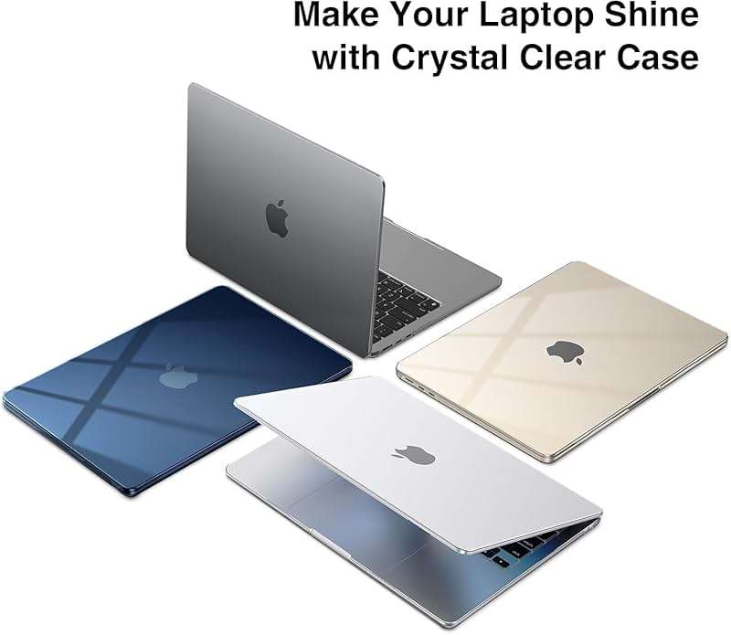 EooCoo Case Compatible with MacBook Air 15 inch M5 2026 2025-2023 Release M4 M3 M2 Model A3448 A3241 A3114 A2941, Plastic Hard Shell Case & Keyboard Cover & Screen Protector, Crystal Clear - Image 4