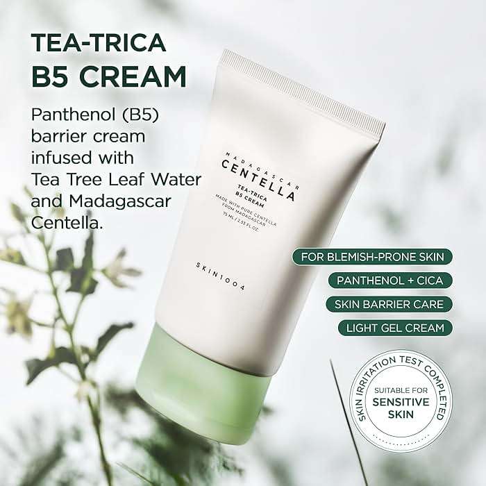 SKIN1004 Tea-Trica B5 Cream, Face Moisturizer with Centella Asiatica & Panthenol B5, Gel Moisturizer for Soothing & Hydrating, Cica Cream with Tea Tree & Centella, Korean Skin Care, 2.53 fl.oz / 75ml - Image 2