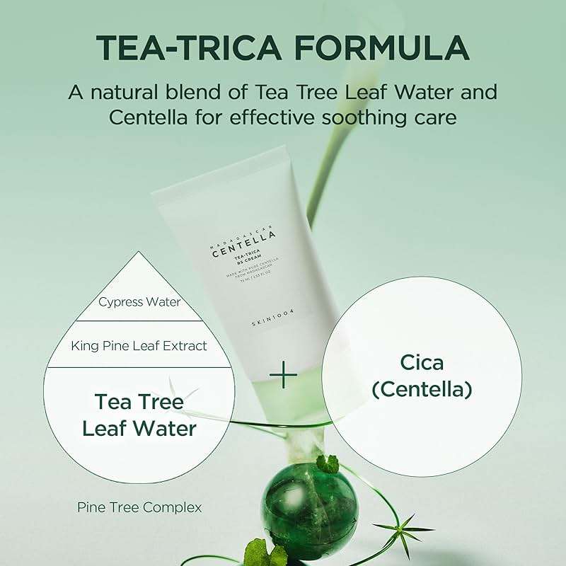 SKIN1004 Tea-Trica B5 Cream, Face Moisturizer with Centella Asiatica & Panthenol B5, Gel Moisturizer for Soothing & Hydrating, Cica Cream with Tea Tree & Centella, Korean Skin Care, 2.53 fl.oz / 75ml - Image 4