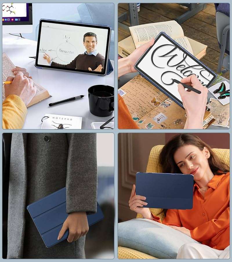 MoKo Case Fits Amazon Kindle Fire Max 11 Tablet (13th Gen, 2023 Release) 11" - Slim PU Leather Trifold Stand Cover for Kindle Fire 11 Tablet Colored Hard Back Shell with Auto Wake/Sleep, Navy Blue - Image 8