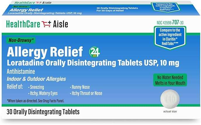 HealthCareAisle Allergy Relief - Loratadine 10 mg Orally Disintegrating Tablets USP - 30 Tablets - Original Prescription Strength ​ Allergy Medication, 24-Hour Relief​ - Image 1