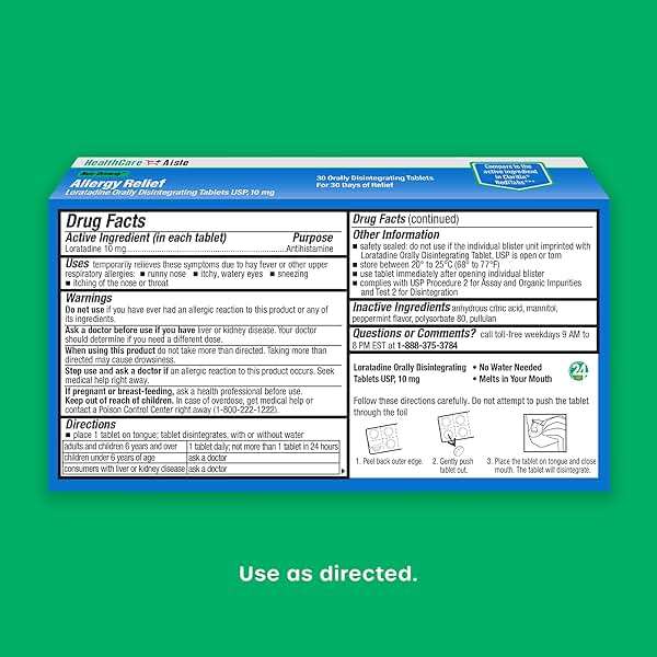 HealthCareAisle Allergy Relief - Loratadine 10 mg Orally Disintegrating Tablets USP - 30 Tablets - Original Prescription Strength ​ Allergy Medication, 24-Hour Relief​ - Image 5
