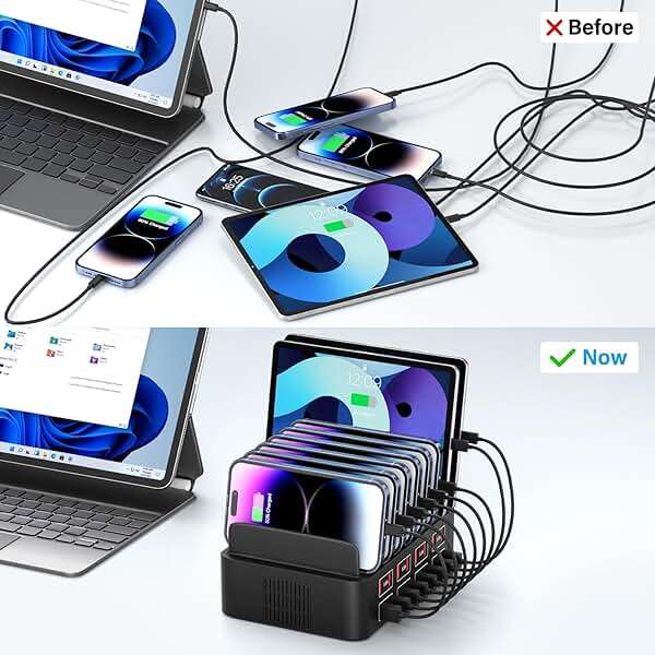 Charging Station for Multiple Devices, 150W USB Charger Station with16 Fast Charging Ports, Ipad Charging Station for Apple Devices Fire Tablets iPhone Samsung Android - Image 4