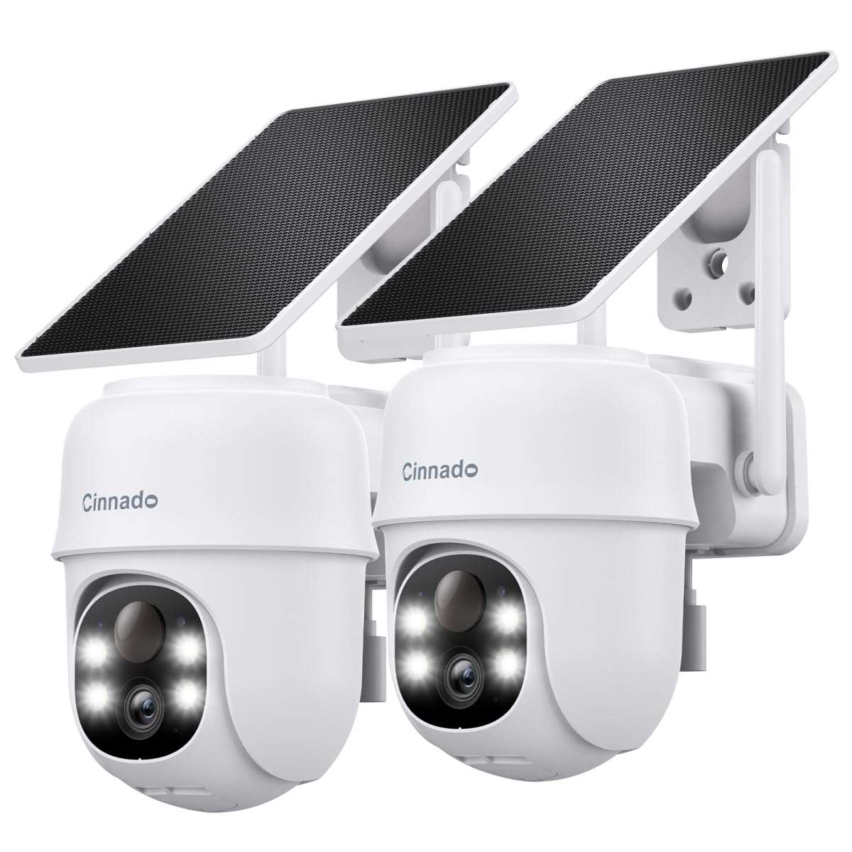 2K Cameras for Home Security-2.4G WiFi Outdoor Camera Wireless Solar/Battery Powered with solar panel, 360° Viewing, AI Human Detection, Color Night Vision, with SD Storage, Works with Alexa(2 Pack) - Image 1