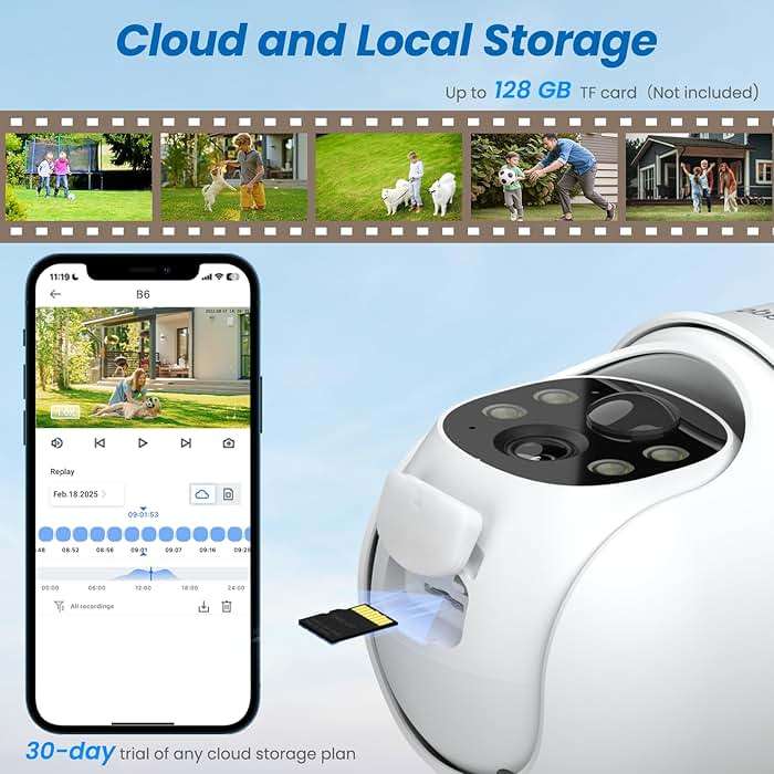 2K Cameras for Home Security-2.4G WiFi Outdoor Camera Wireless Solar/Battery Powered with solar panel, 360° Viewing, AI Human Detection, Color Night Vision, with SD Storage, Works with Alexa(2 Pack) - Image 7
