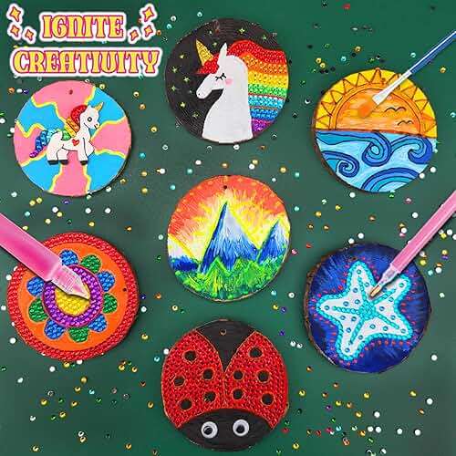 klmars Kids Wooden Painting Kit-Glow in The Dark-Arts & Crafts Gifts for Boys Girls Ages 5-12-Craft Activities Kits - Creative Art Toys for 5, 6, 7, 8, 9, 10, 11 & 12 Year Old Kids - Image 2