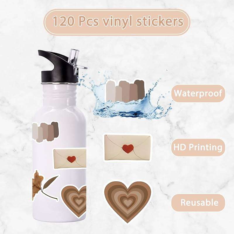 120 PCS Vintage Aesthetic Stickers for Journaling, Scrapbook Supplies, Junk Journal Stickers, Botanical Waterproof Vinyl Sticker Pack for Planner, Diary, Water Bottles, Gifts for Teen Girls Women - Image 3