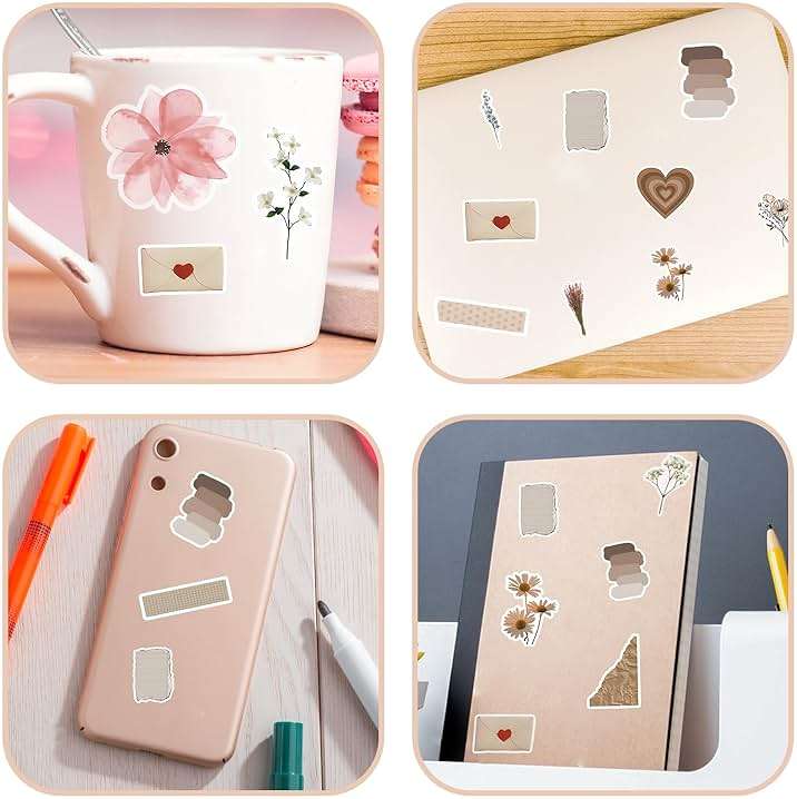 120 PCS Vintage Aesthetic Stickers for Journaling, Scrapbook Supplies, Junk Journal Stickers, Botanical Waterproof Vinyl Sticker Pack for Planner, Diary, Water Bottles, Gifts for Teen Girls Women - Image 4