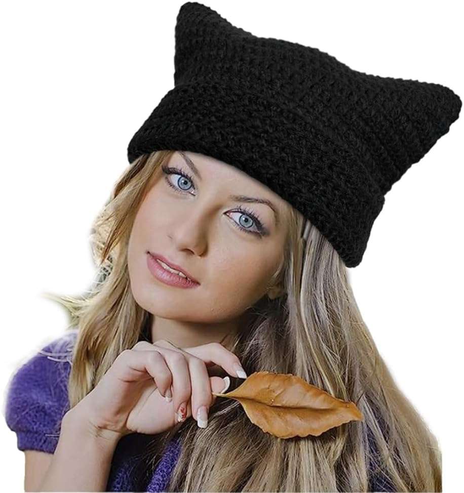Women Beanie Warm Winter Hats, Soft Knit Lazy Beanie for Women, Women Cat Beanie，Women Fox hat, Slouchy Beanies for Women - Image 4