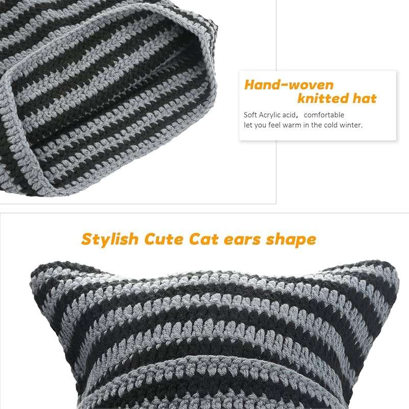 Women Beanie Warm Winter Hats, Soft Knit Lazy Beanie for Women, Women Cat Beanie，Women Fox hat, Slouchy Beanies for Women - Image 5