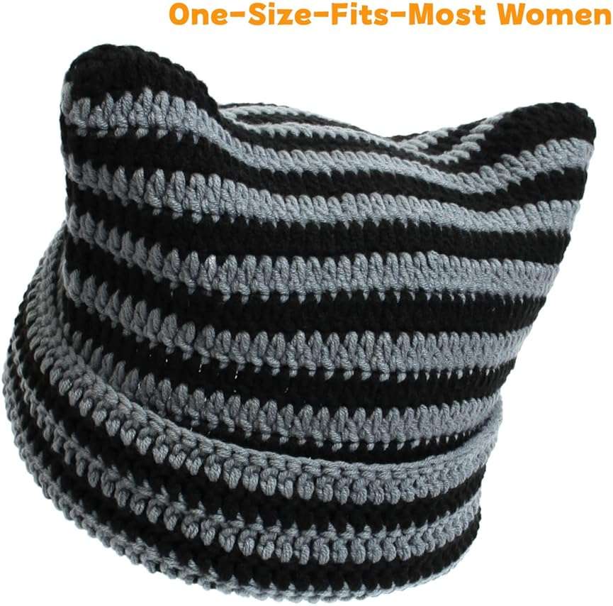 Women Beanie Warm Winter Hats, Soft Knit Lazy Beanie for Women, Women Cat Beanie，Women Fox hat, Slouchy Beanies for Women - Image 7