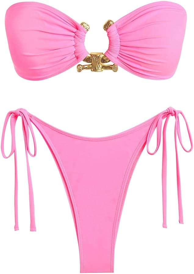 ZAFUL Bikini Sets for Women Strapless Top Sexy High Cut Bathing Suit Bandeau Two Piece Swimsuit String Beach Swim Suit 2026 - Image 1