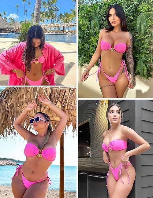 ZAFUL Bikini Sets for Women Strapless Top Sexy High Cut Bathing Suit Bandeau Two Piece Swimsuit String Beach Swim Suit 2026 - Image 6