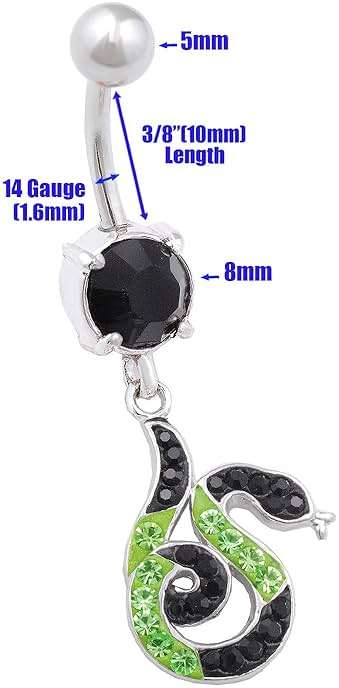 1PC Surgical Steel 14g 3/8 10mm dangle belly rings Piercing Jewelry navel Ear Lobe Earring 8mm 5mm Crystal More Choices - Image 3