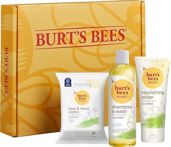 Burt's Bees Baby Gift Set for Baby Showers, Includes Baby Essentials, Shampoo and Wash with Lavender, Body Lotion, Wipes and Cloths, Naturally-Derived Origin Skincare, 3 Count - Image 6