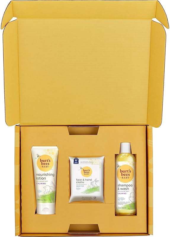 Burt's Bees Baby Gift Set for Baby Showers, Includes Baby Essentials, Shampoo and Wash with Lavender, Body Lotion, Wipes and Cloths, Naturally-Derived Origin Skincare, 3 Count - Image 8