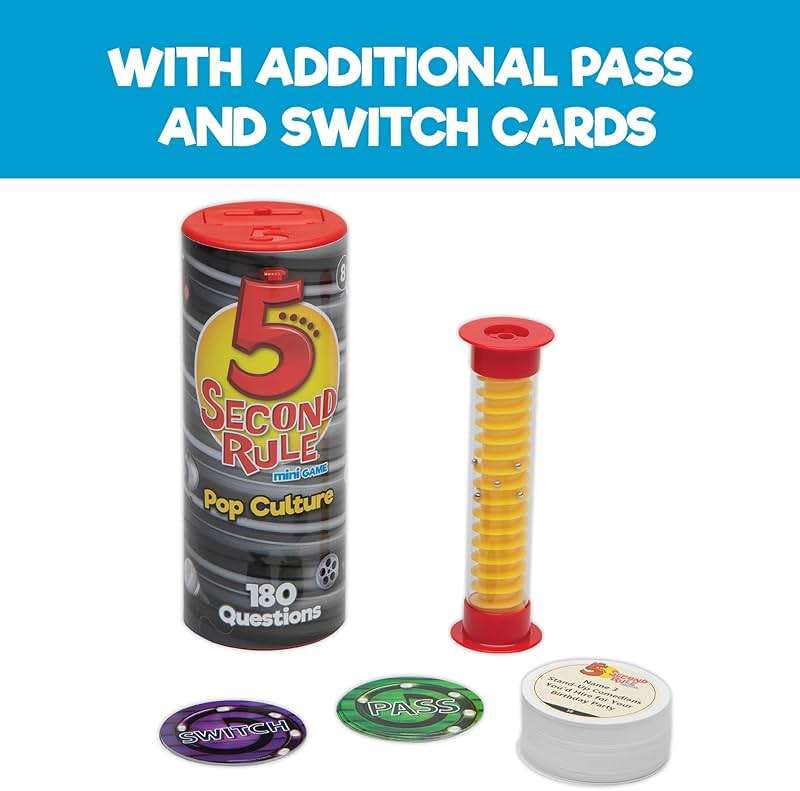 5 Second Rule Game Pop Culture Edition (Mini Tube) - Simple Questions Card Game for Family Fun, Party, Kids, Travel, Game Night & Sleepovers - Think Fast and Shout Out Answers - for Ages 8+ - Image 4