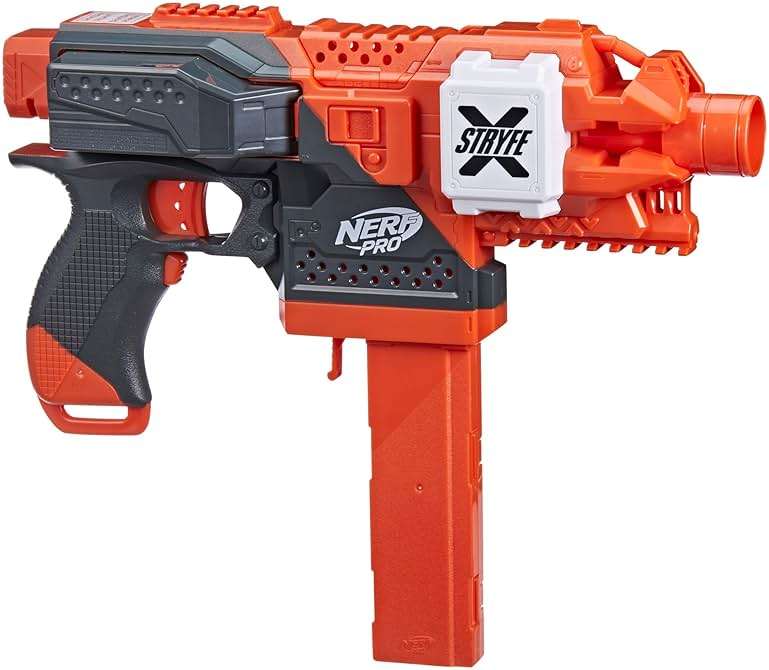NERF Pro Stryfe X Dart Semi-Auto Blaster, Rechargeable LiPo Battery, 30 AccuStrike Half-Length Darts, 15-Dart Magazine, 150 FPS, Eyewear, 14+ (Amazon Exclusive) - Image 12