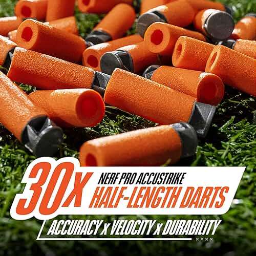 NERF Pro Stryfe X Dart Semi-Auto Blaster, Rechargeable LiPo Battery, 30 AccuStrike Half-Length Darts, 15-Dart Magazine, 150 FPS, Eyewear, 14+ (Amazon Exclusive) - Image 5