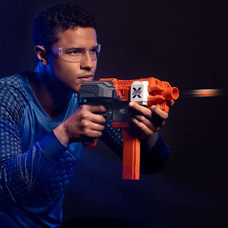 NERF Pro Stryfe X Dart Semi-Auto Blaster, Rechargeable LiPo Battery, 30 AccuStrike Half-Length Darts, 15-Dart Magazine, 150 FPS, Eyewear, 14+ (Amazon Exclusive) - Image 10